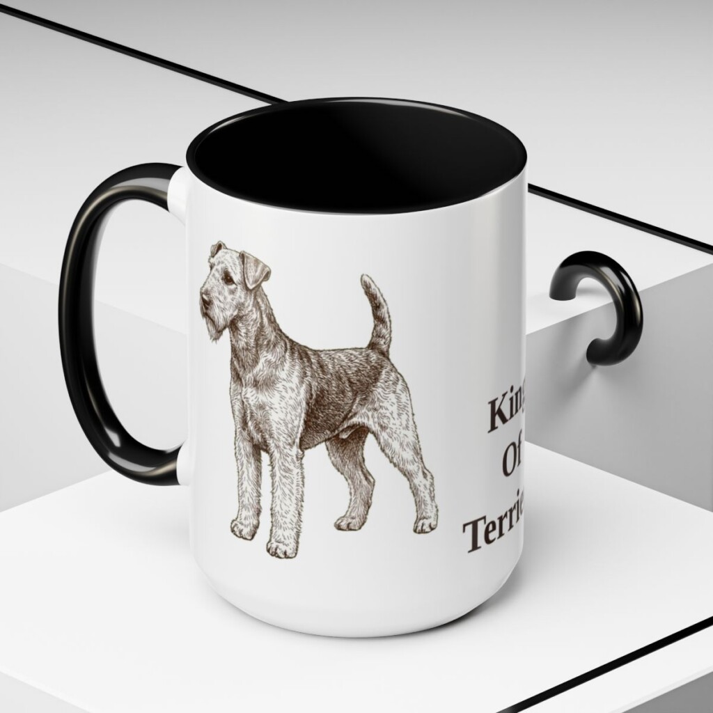 airedale-terrier-mug-humor-black-context-2-3 15oz Funny Airedale Terrier Mug, King Of Terriers, Vintage Dog Coffee Mug, Dog Lover Gift