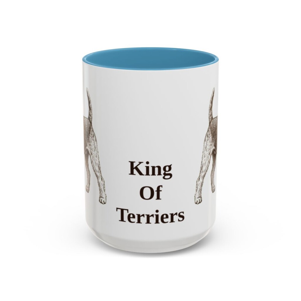 airedale-terrier-mug-humor-light-blue-3 15oz Funny Airedale Terrier Mug, King Of Terriers, Vintage Dog Coffee Mug, Dog Lover Gift