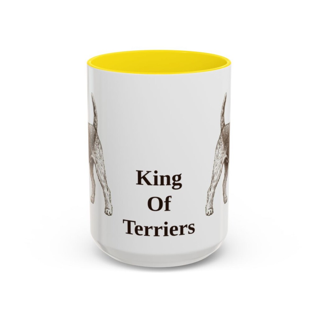 airedale-terrier-mug-humor-yellow-3 15oz Funny Airedale Terrier Mug, King Of Terriers, Vintage Dog Coffee Mug, Dog Lover Gift
