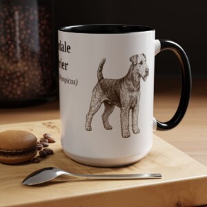 15oz Airedale Terrier Latin Mug, Airedale Terrier, Vintage Dog Coffee Mug, Dog Lover Gift