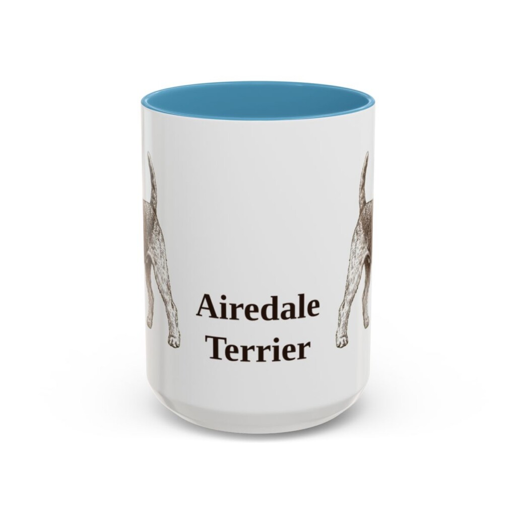15oz Airedale Terrier Mug, Vintage Dog Portrait Coffee Mug, Dog Lover Gift