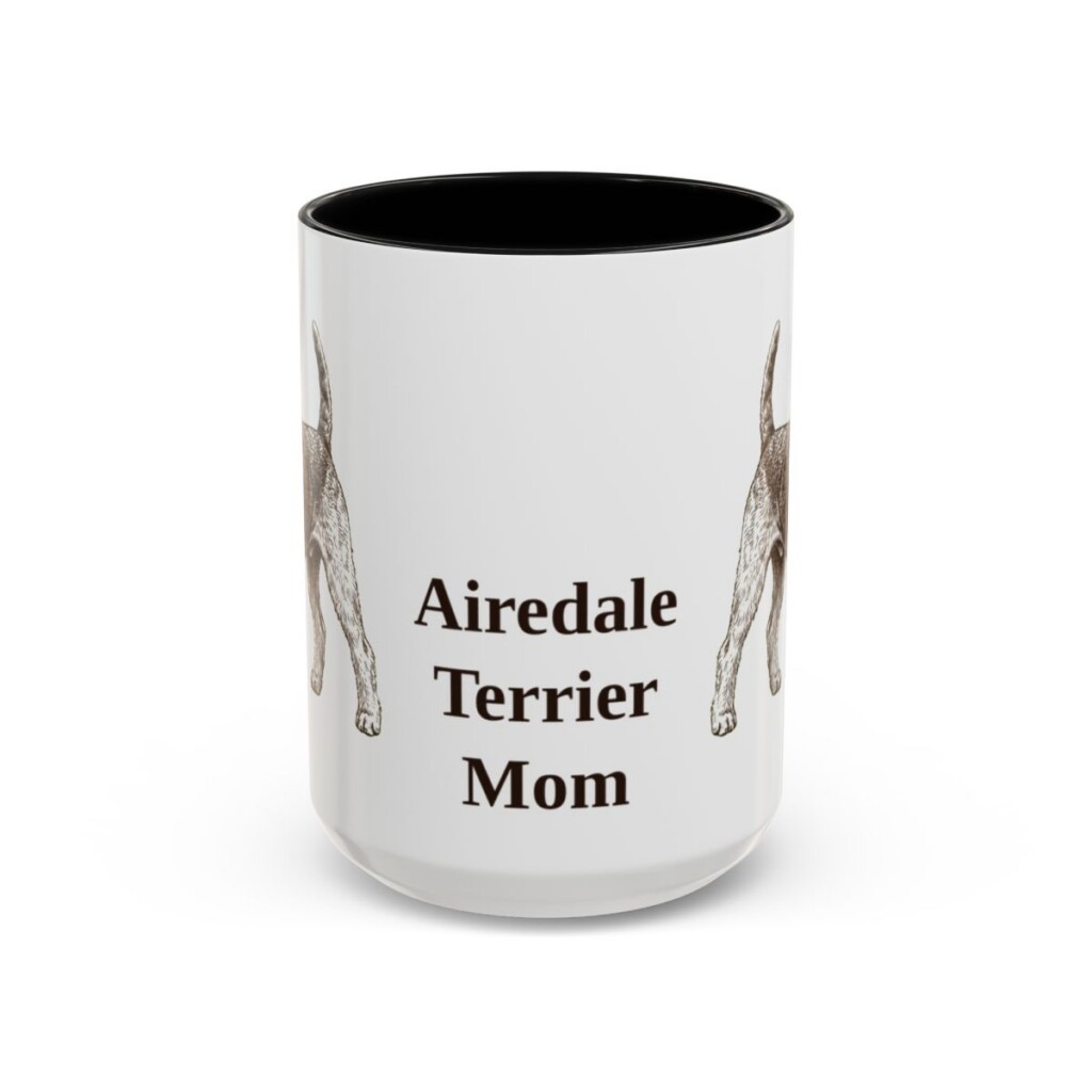 15oz Airedale Terrier Dog Mom Mug, Vintage Sketch Coffee Mug, Dog Mom Gift