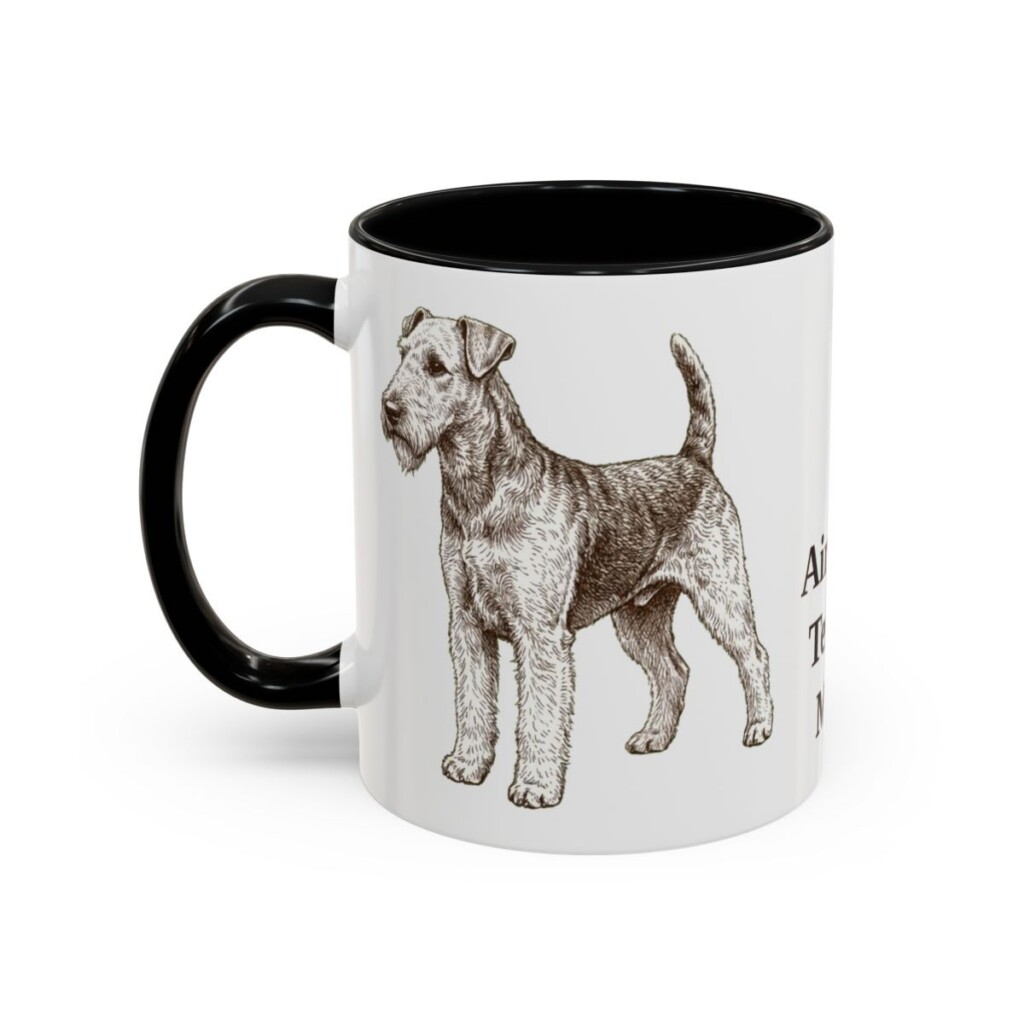 11oz Airedale Terrier Dog Mom Mug, Vintage Sketch Coffee Mug, Dog Mom Gift
