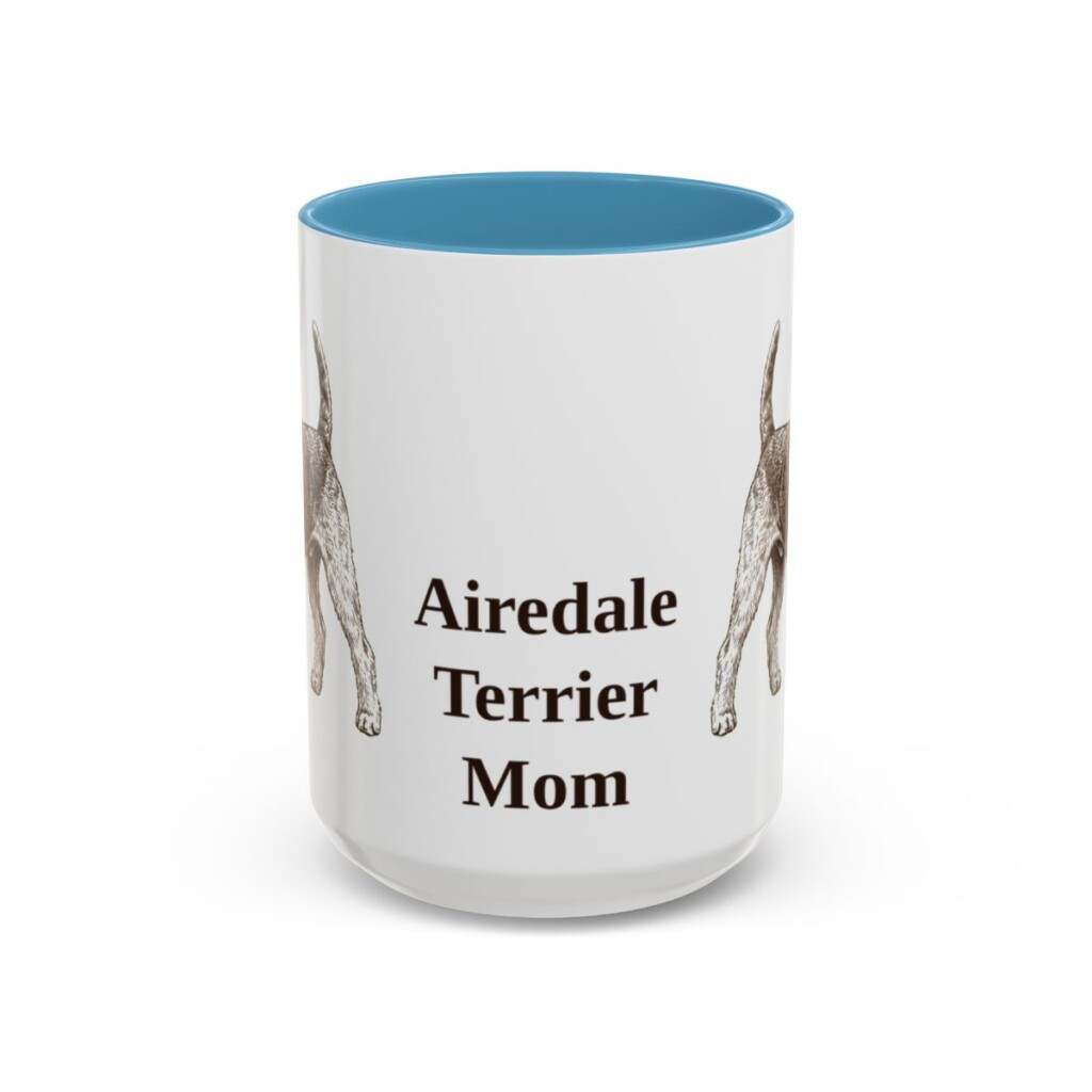 15oz Airedale Terrier Dog Mom Mug, Vintage Sketch Coffee Mug, Dog Mom Gift