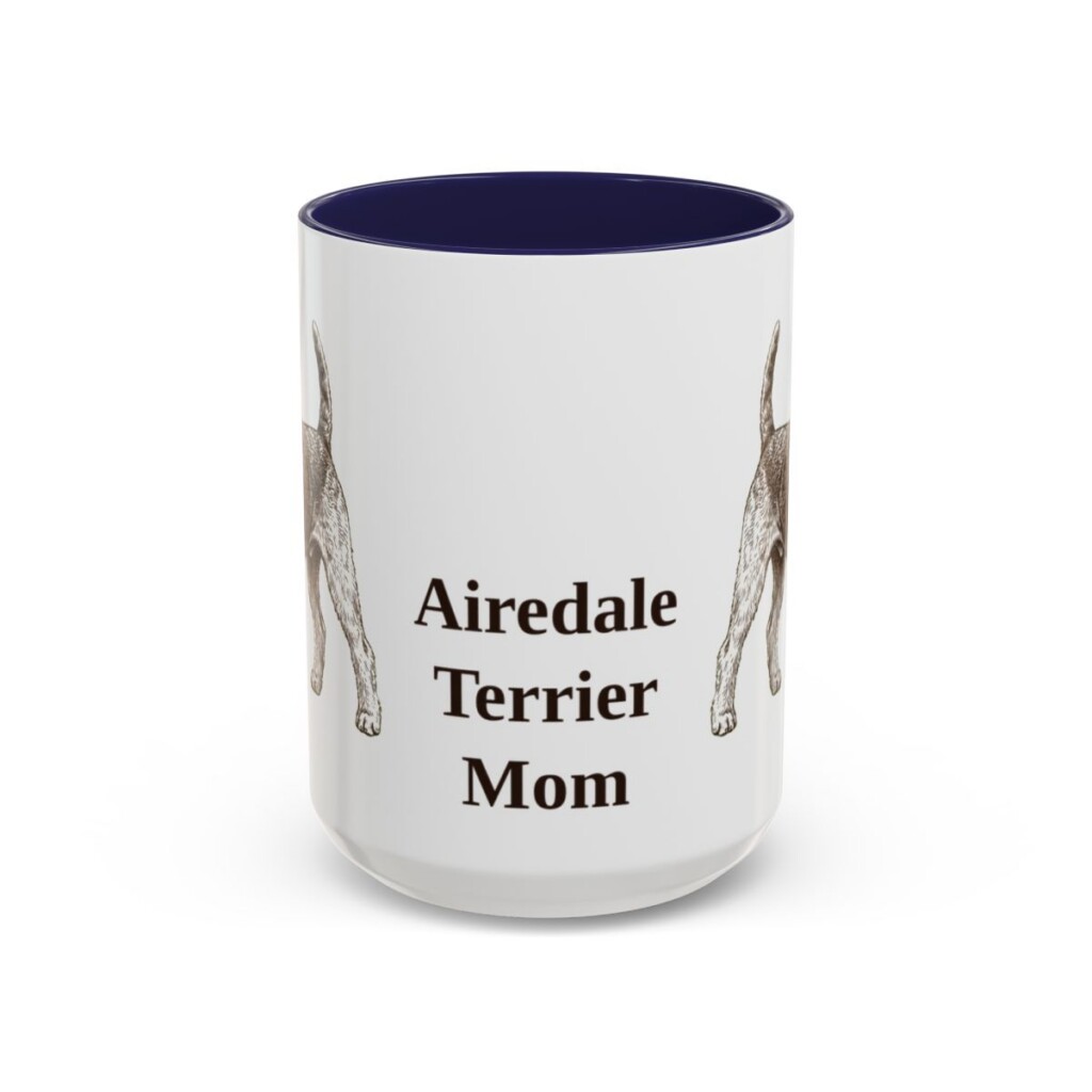 15oz Airedale Terrier Dog Mom Mug, Vintage Sketch Coffee Mug, Dog Mom Gift