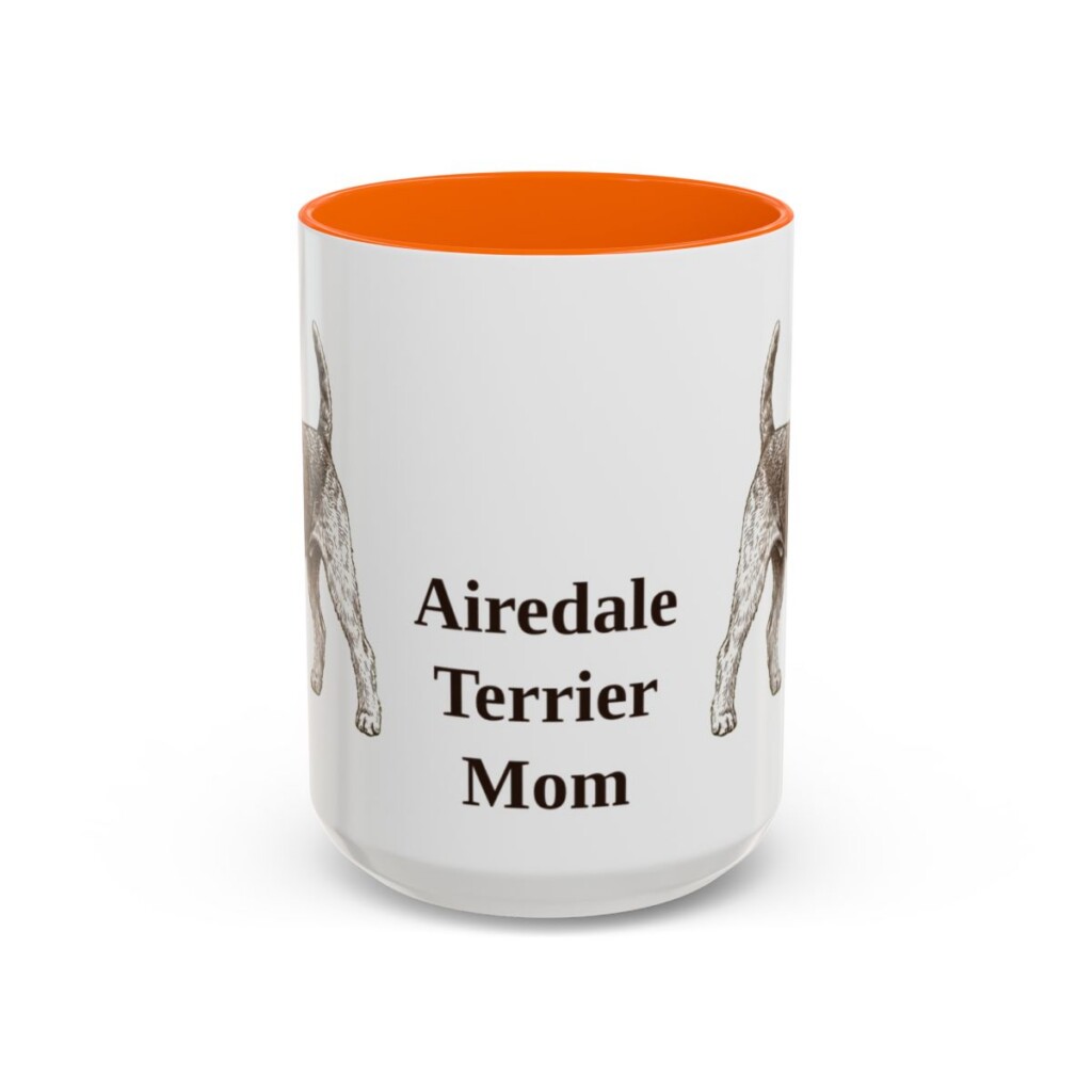 15oz Airedale Terrier Dog Mom Mug, Vintage Sketch Coffee Mug, Dog Mom Gift