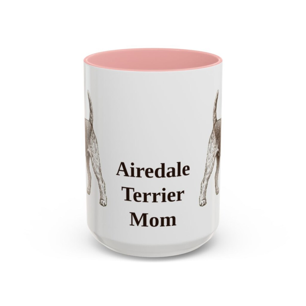 15oz Airedale Terrier Dog Mom Mug, Vintage Sketch Coffee Mug, Dog Mom Gift