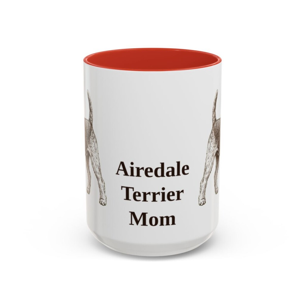 15oz Airedale Terrier Dog Mom Mug, Vintage Sketch Coffee Mug, Dog Mom Gift