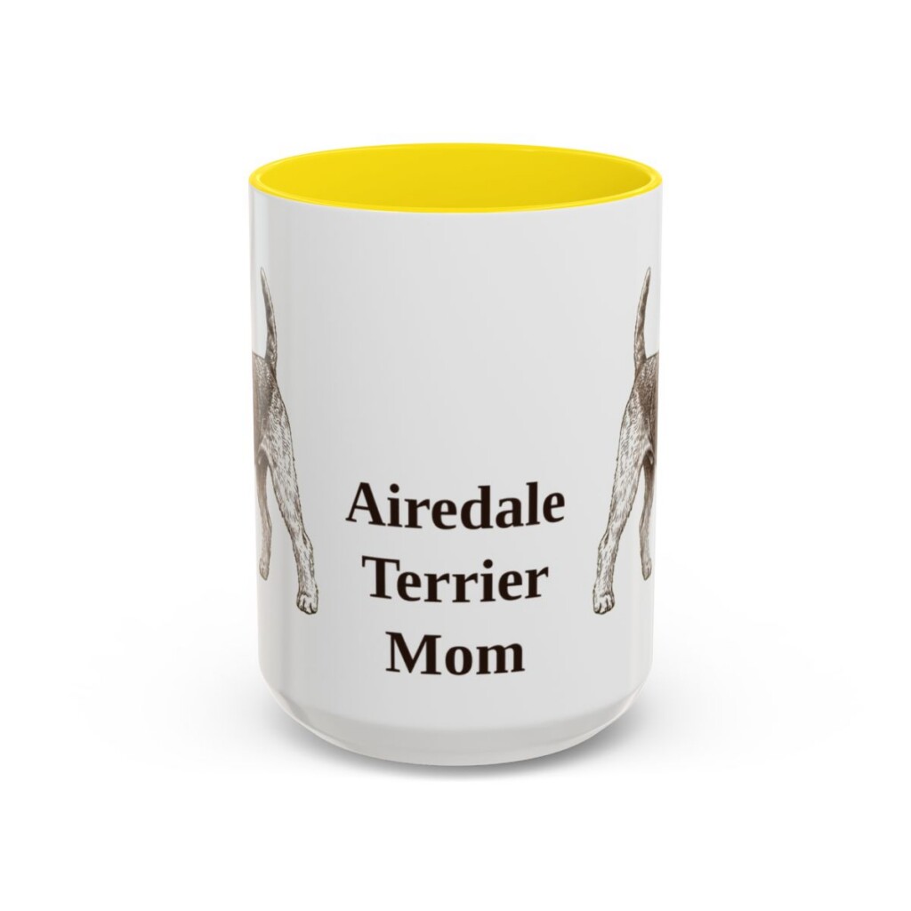 15oz Airedale Terrier Dog Mom Mug, Vintage Sketch Coffee Mug, Dog Mom Gift