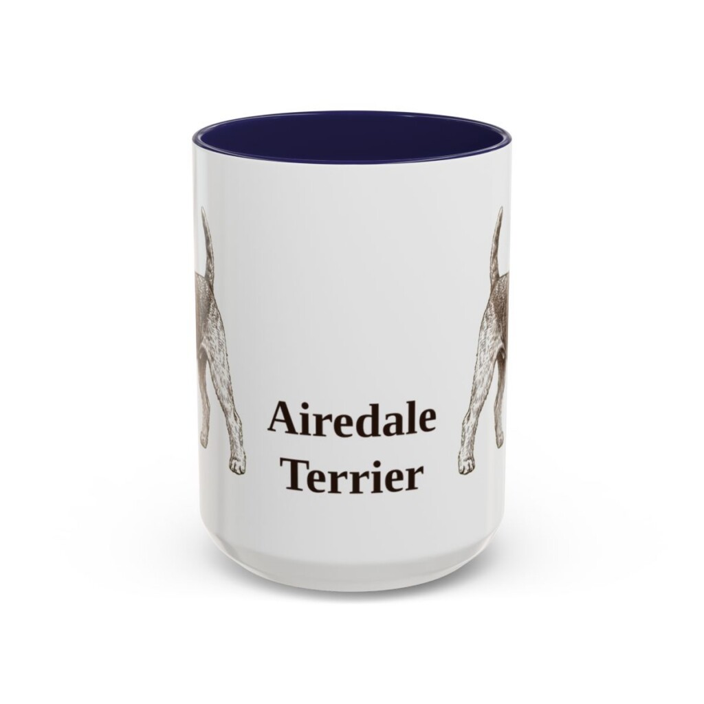 15oz Airedale Terrier Mug, Vintage Dog Portrait Coffee Mug, Dog Lover Gift