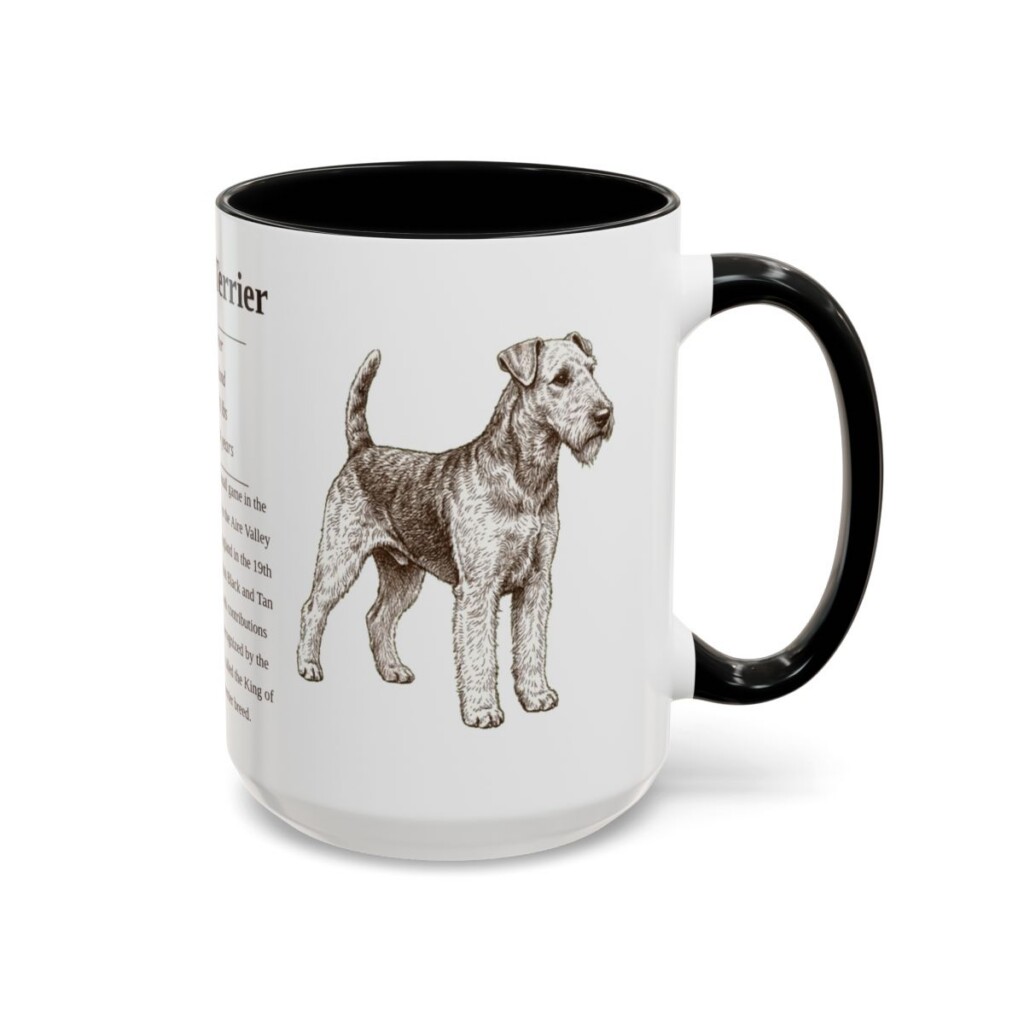 15oz Airedale Terrier Mug, Illustrated Dog Breed Facts Coffee Mug, Vintage Dog Keepsake Gift