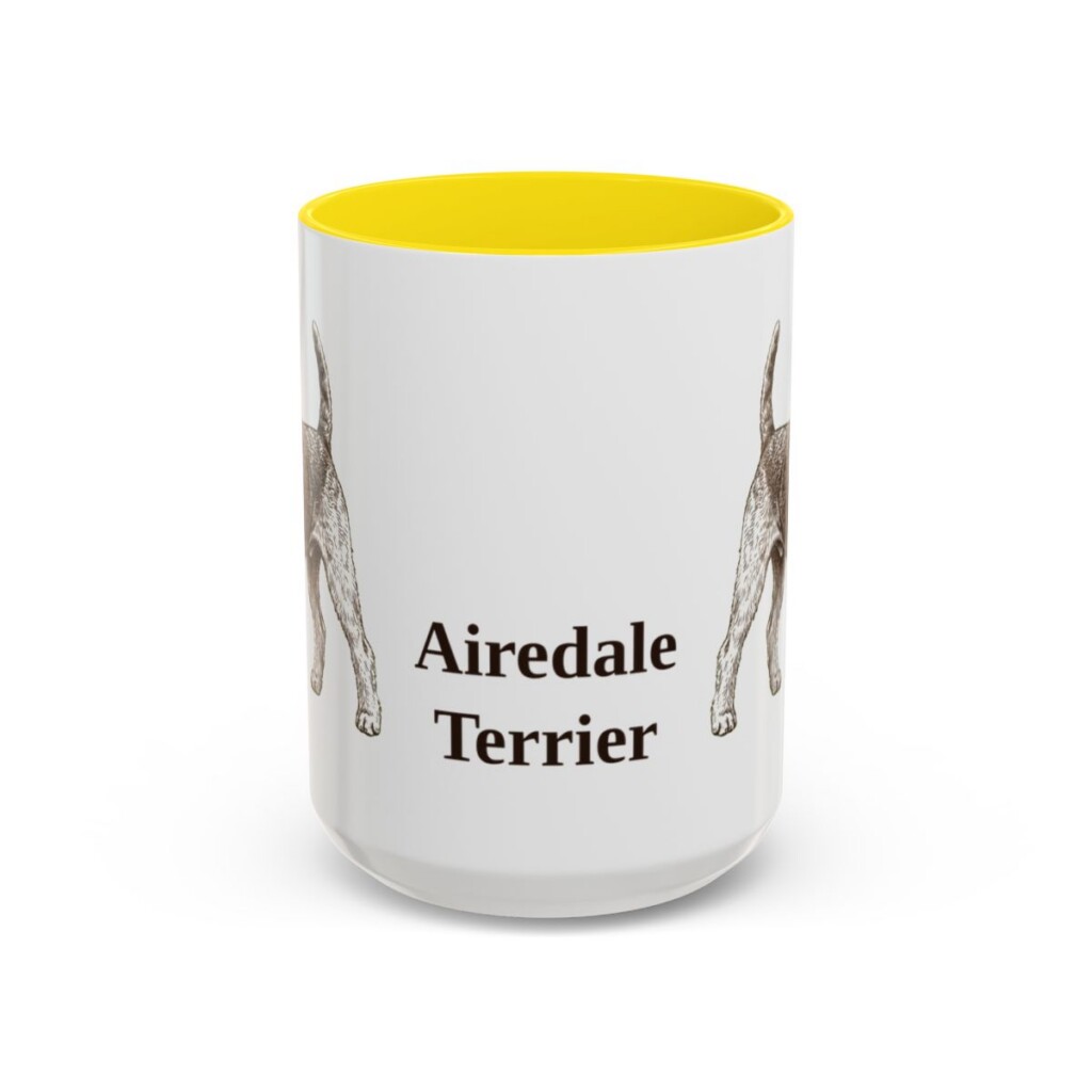 15oz Airedale Terrier Mug, Vintage Dog Portrait Coffee Mug, Dog Lover Gift