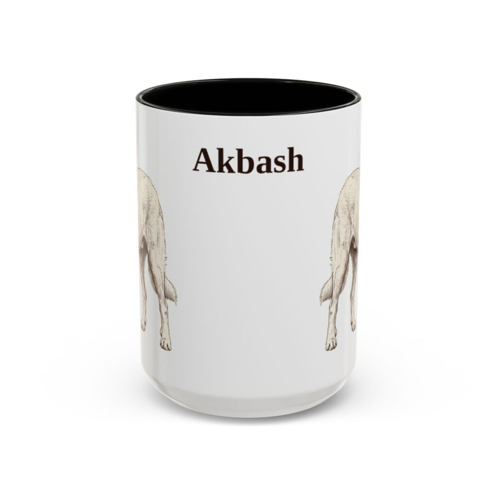 15oz Akbash Mug, Vintage Dog Portrait Coffee Mug, Dog Lover Gift