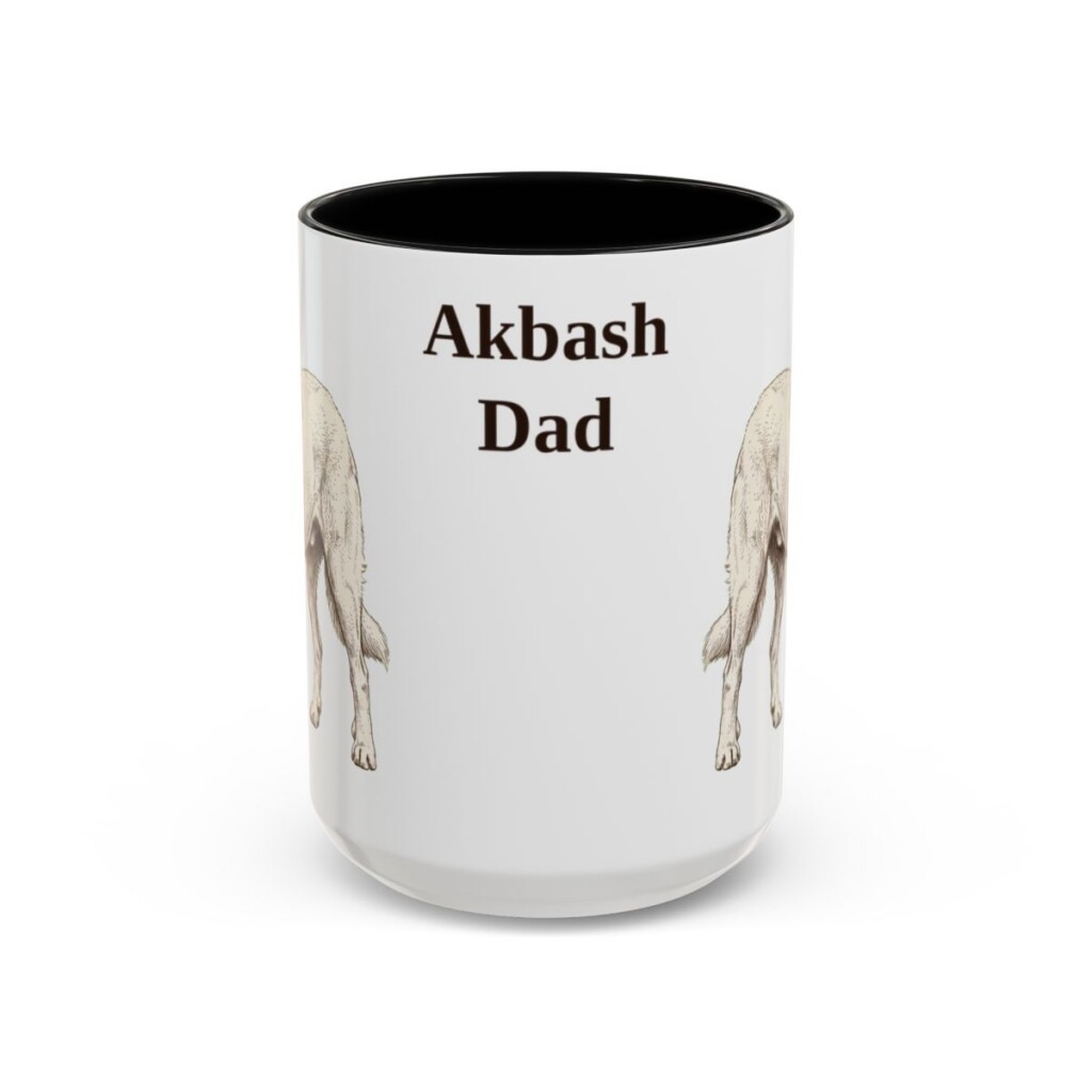 15oz Akbash Dog Dad Mug, Vintage Sketch Coffee Mug, Dog Dad Gift