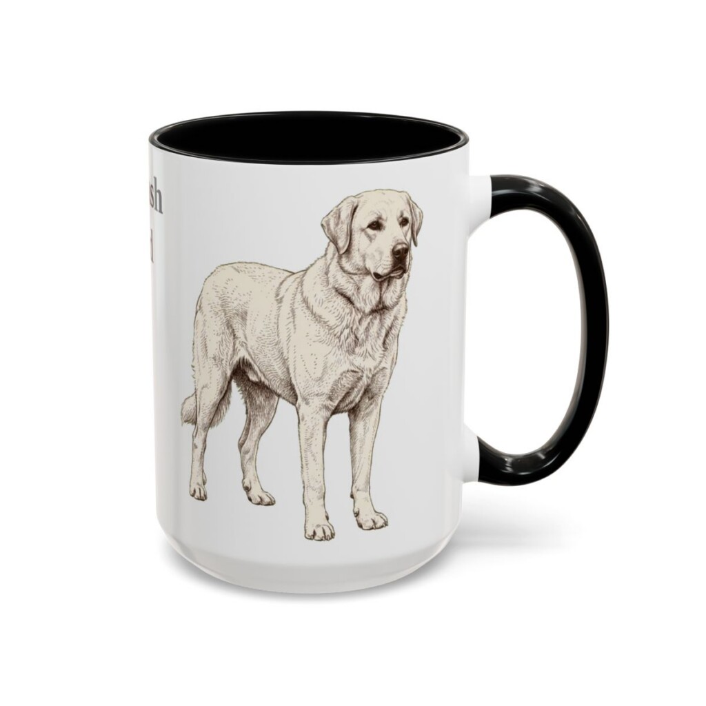 15oz Akbash Dog Dad Mug, Vintage Sketch Coffee Mug, Dog Dad Gift