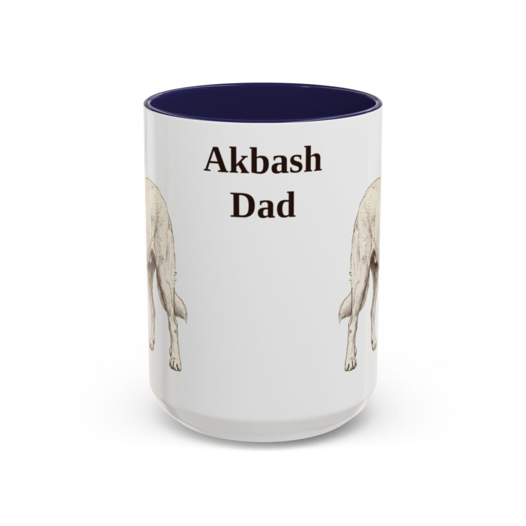 15oz Akbash Dog Dad Mug, Vintage Sketch Coffee Mug, Dog Dad Gift
