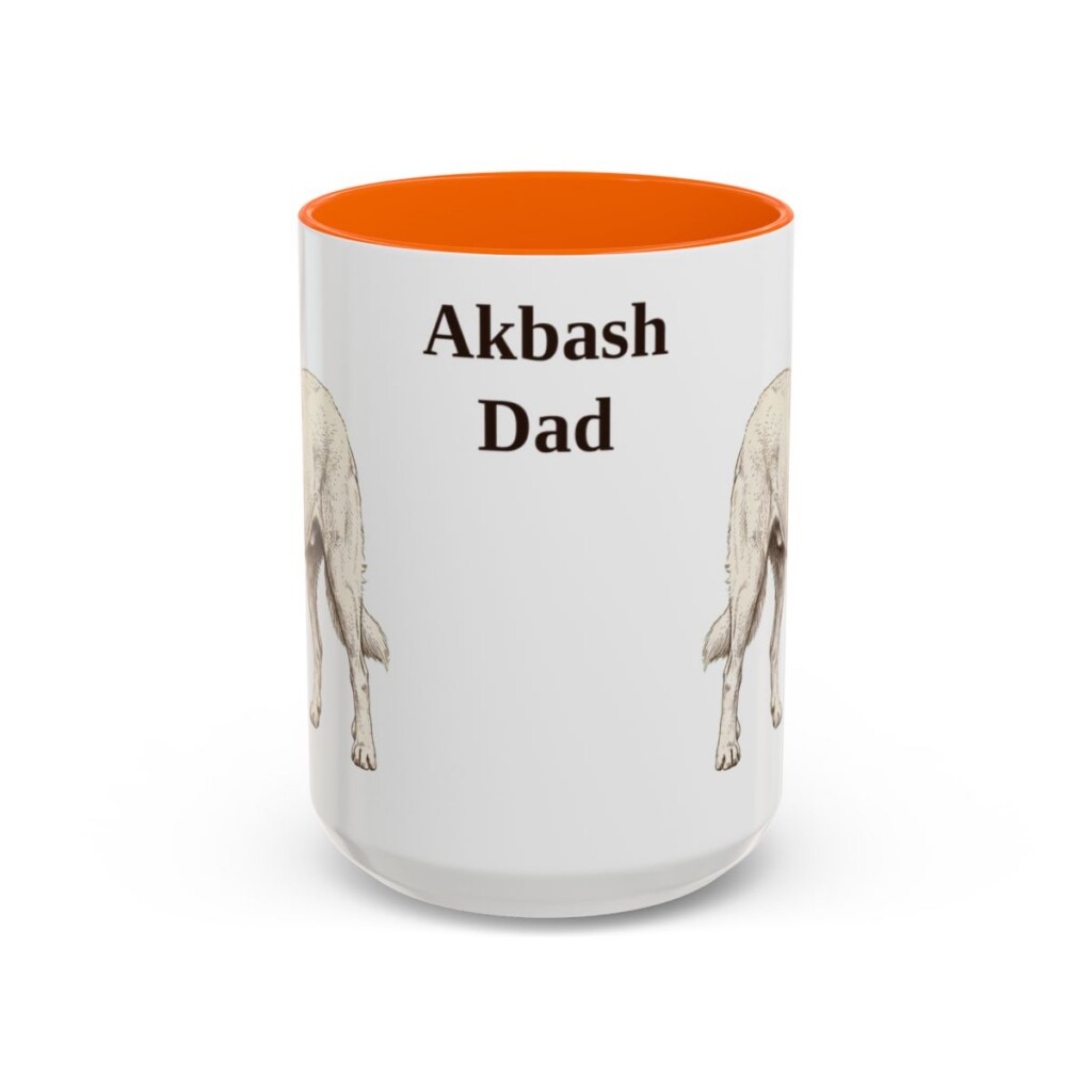 15oz Akbash Dog Dad Mug, Vintage Sketch Coffee Mug, Dog Dad Gift