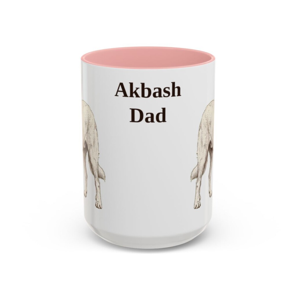 15oz Akbash Dog Dad Mug, Vintage Sketch Coffee Mug, Dog Dad Gift
