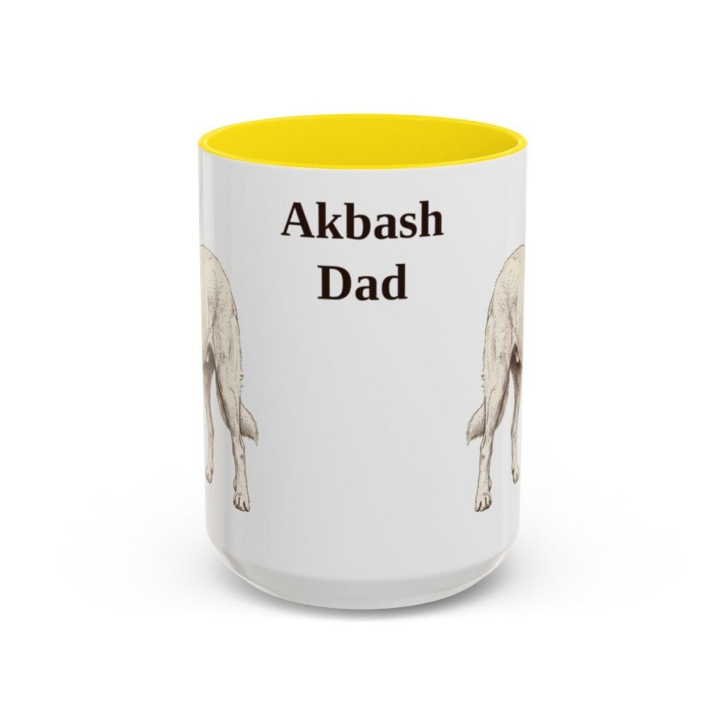 15oz Akbash Dog Dad Mug, Vintage Sketch Coffee Mug, Dog Dad Gift