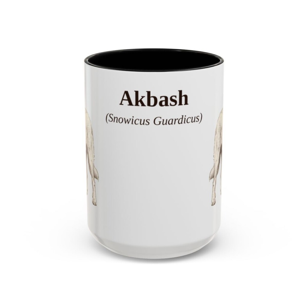 15oz Akbash Latin Mug, Akbash, Vintage Dog Coffee Mug, Dog Lover Gift