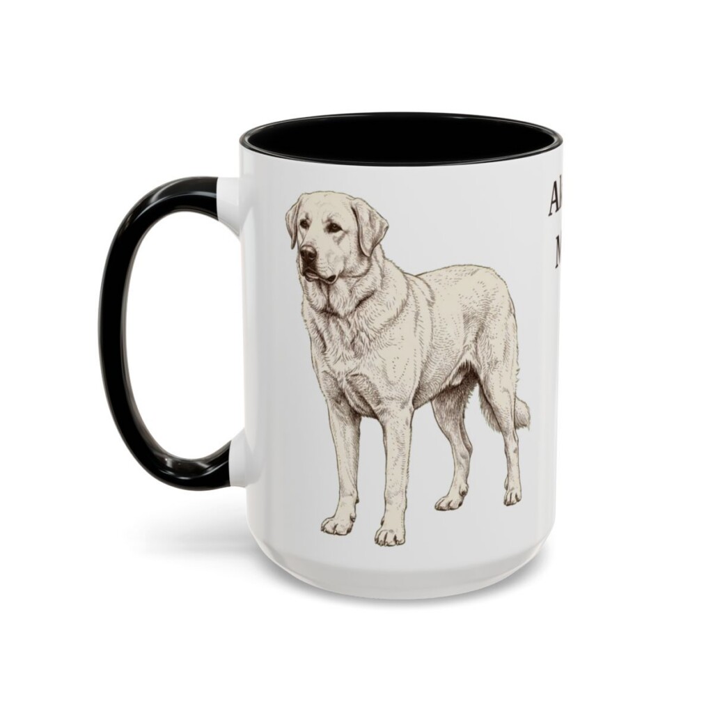 15oz Akbash Dog Mom Mug, Vintage Sketch Coffee Mug, Dog Mom Gift