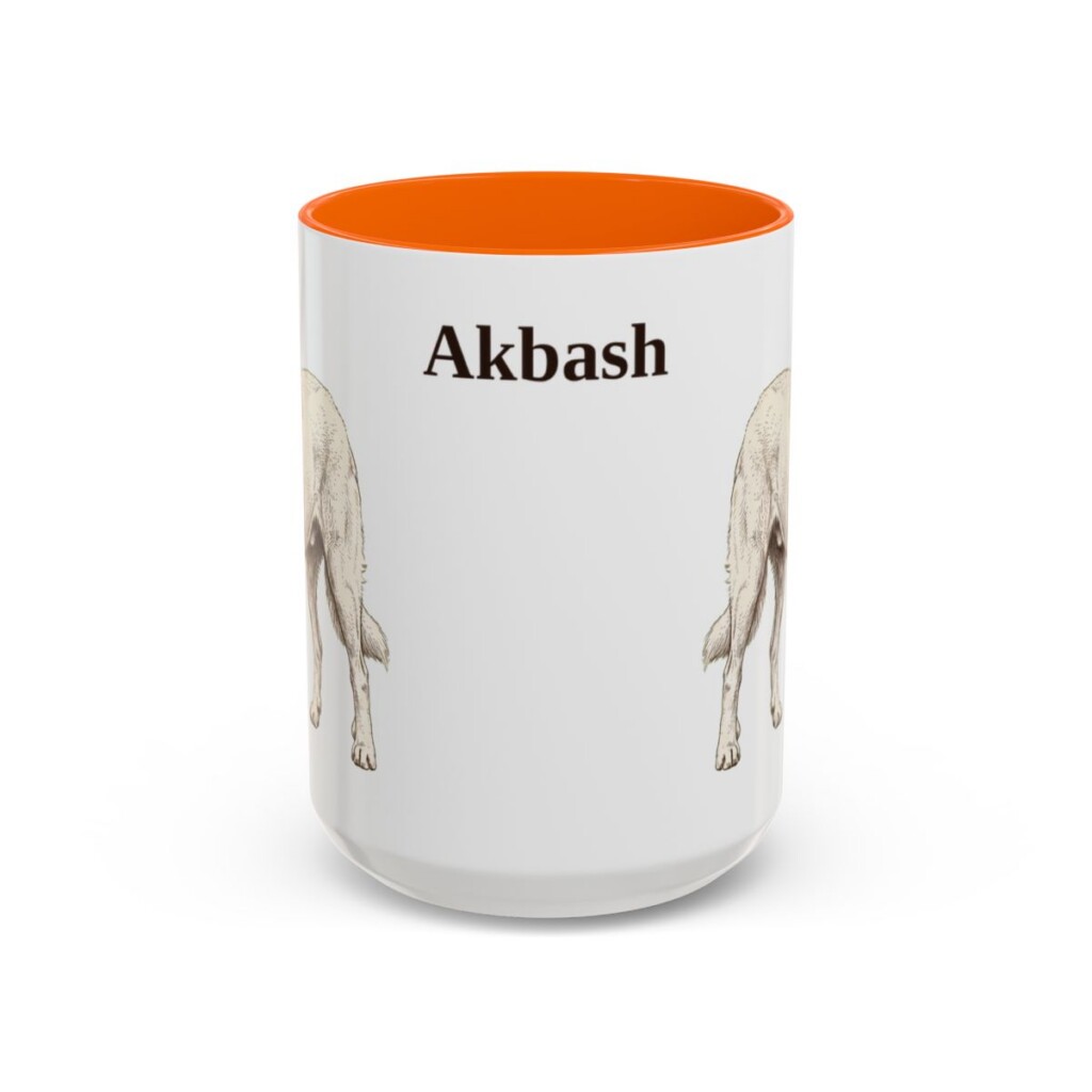 15oz Akbash Mug, Vintage Dog Portrait Coffee Mug, Dog Lover Gift