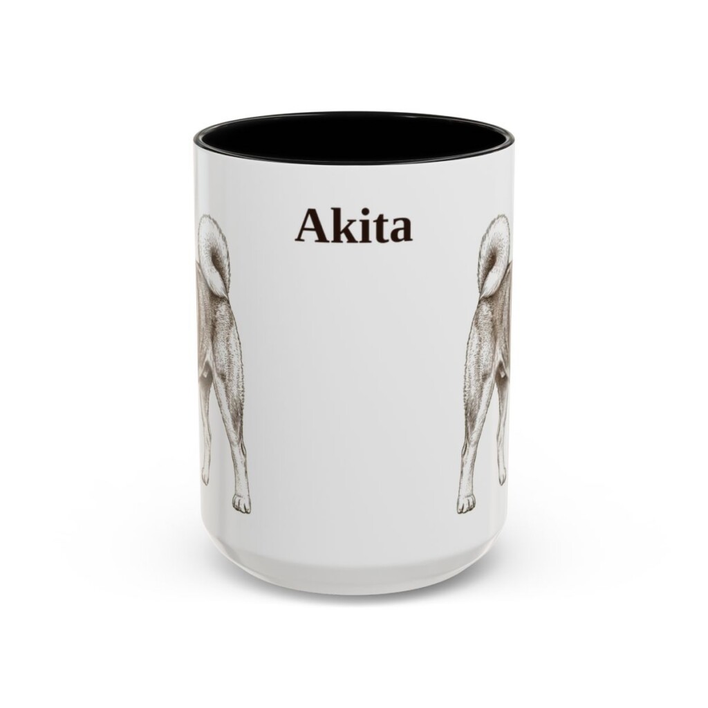 akita-mug-black-front-1 15oz Akita Mug, Vintage Dog Portrait Coffee Mug, Dog Lover Gift