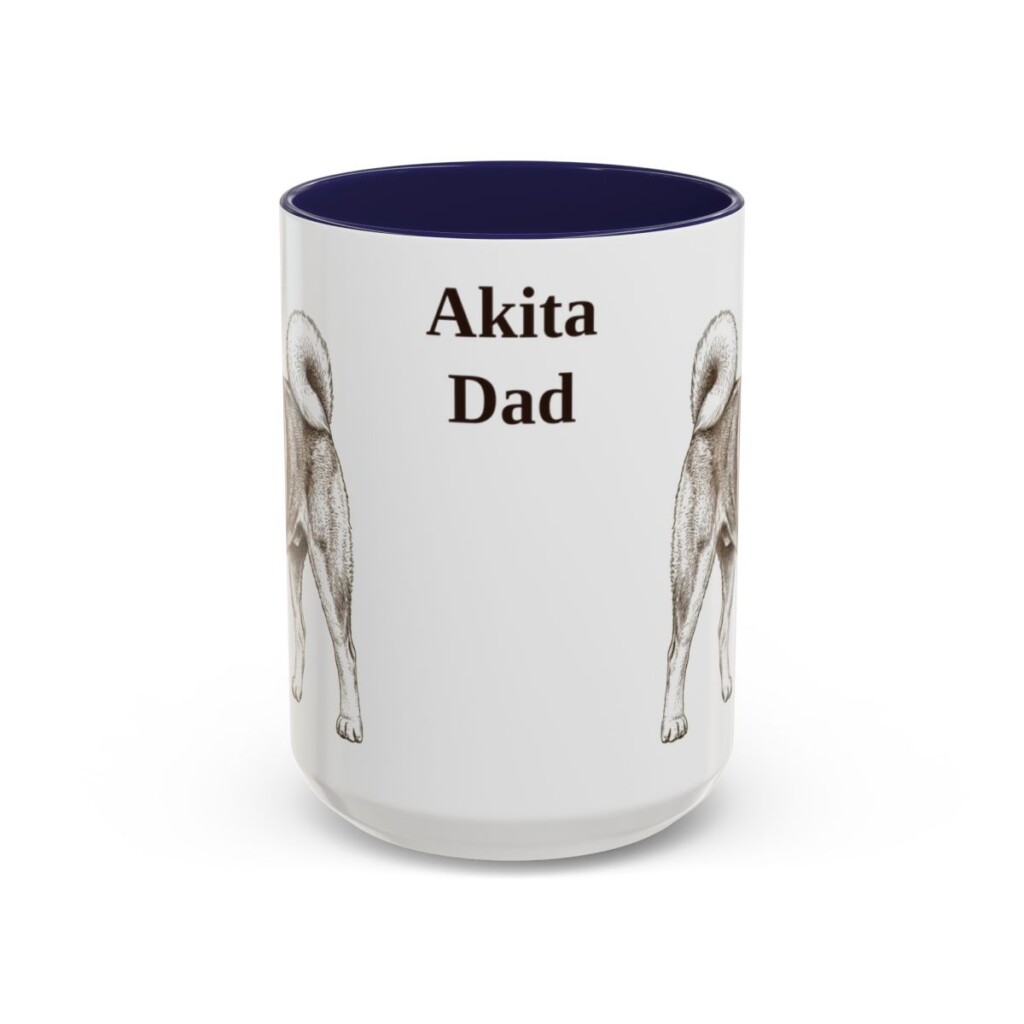 15oz Akita Dog Dad Mug, Vintage Sketch Coffee Mug, Dog Dad Gift