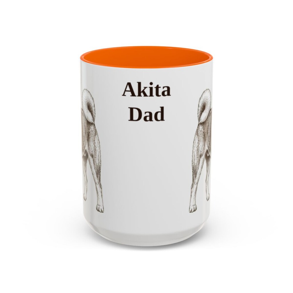15oz Akita Dog Dad Mug, Vintage Sketch Coffee Mug, Dog Dad Gift
