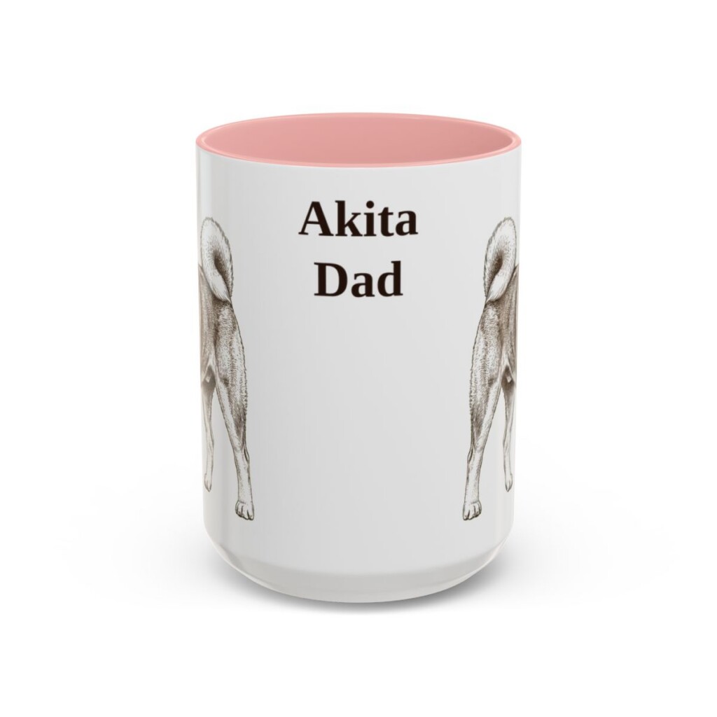 15oz Akita Dog Dad Mug, Vintage Sketch Coffee Mug, Dog Dad Gift
