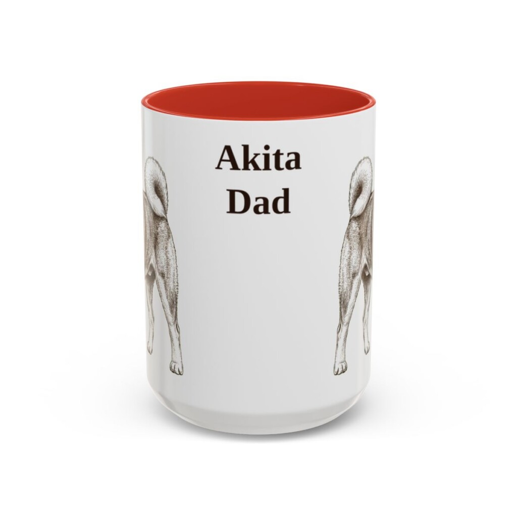 15oz Akita Dog Dad Mug, Vintage Sketch Coffee Mug, Dog Dad Gift
