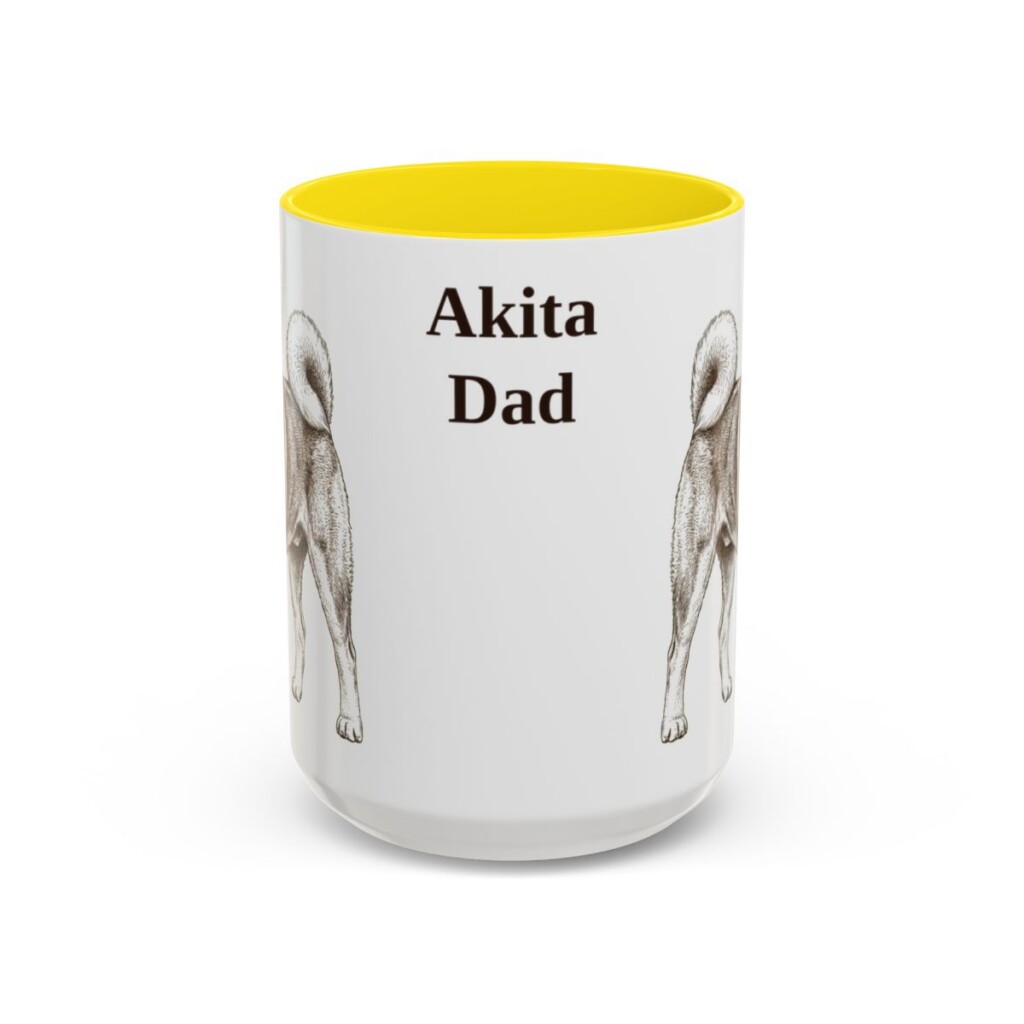 15oz Akita Dog Dad Mug, Vintage Sketch Coffee Mug, Dog Dad Gift