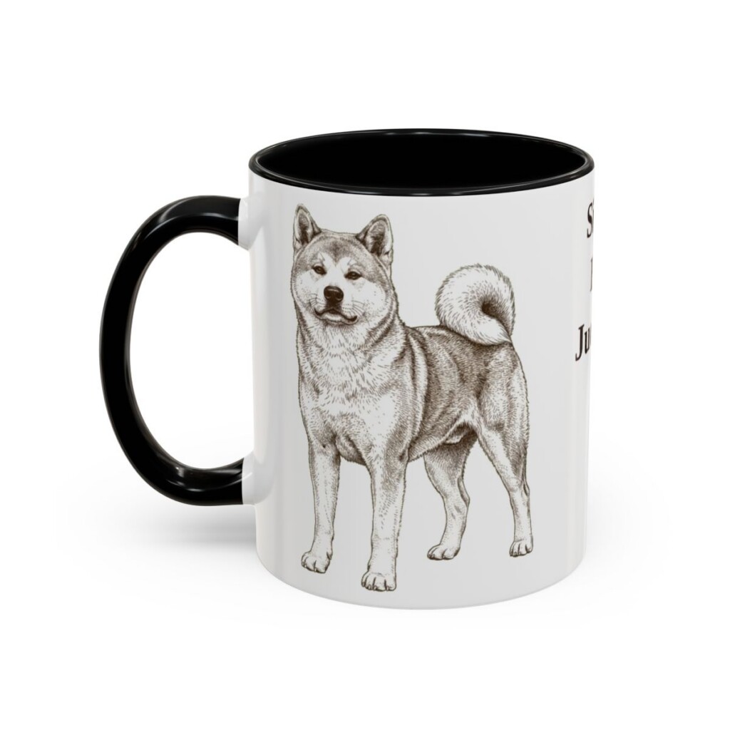 akita-mug-humor-black-left-1 11oz Funny Akita Mug, Silent But Judging, Vintage Dog Coffee Mug, Dog Lover Gift