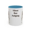 akita-mug-humor-light-blue-1 11oz Funny Akita Mug, Silent But Judging, Vintage Dog Coffee Mug, Dog Lover Gift