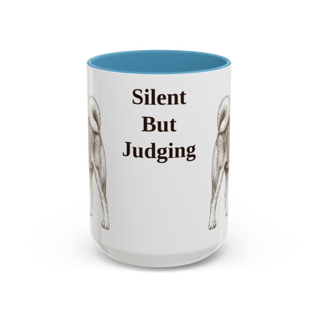15oz Funny Akita Mug, Silent But Judging, Vintage Dog Coffee Mug, Dog Lover Gift