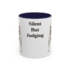 akita-mug-humor-navy-1 11oz Funny Akita Mug, Silent But Judging, Vintage Dog Coffee Mug, Dog Lover Gift