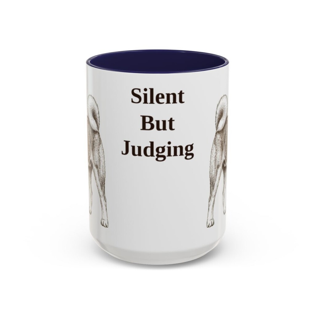 15oz Funny Akita Mug, Silent But Judging, Vintage Dog Coffee Mug, Dog Lover Gift