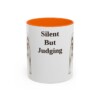 akita-mug-humor-orange-1 11oz Funny Akita Mug, Silent But Judging, Vintage Dog Coffee Mug, Dog Lover Gift