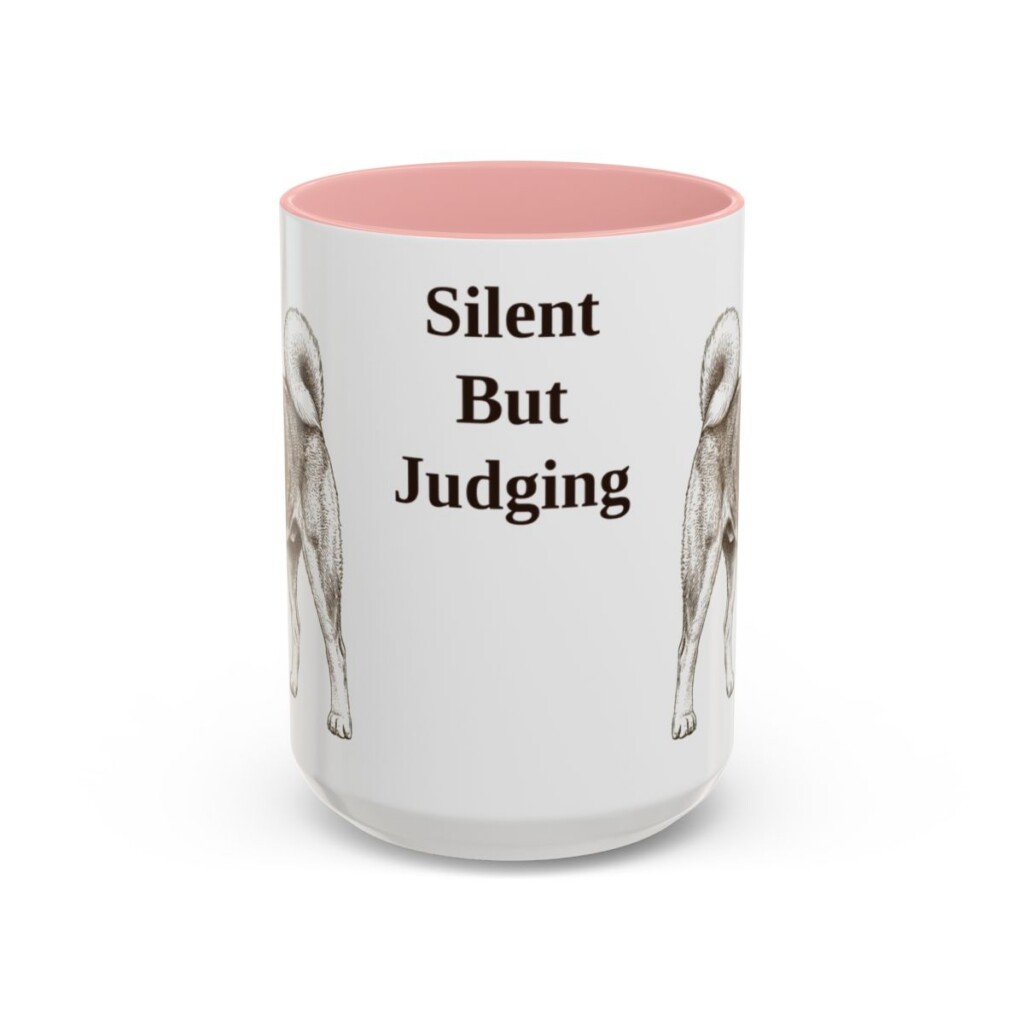 15oz Funny Akita Mug, Silent But Judging, Vintage Dog Coffee Mug, Dog Lover Gift