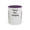 akita-mug-humor-purple-1 11oz Funny Akita Mug, Silent But Judging, Vintage Dog Coffee Mug, Dog Lover Gift