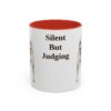 akita-mug-humor-red-1 11oz Funny Akita Mug, Silent But Judging, Vintage Dog Coffee Mug, Dog Lover Gift