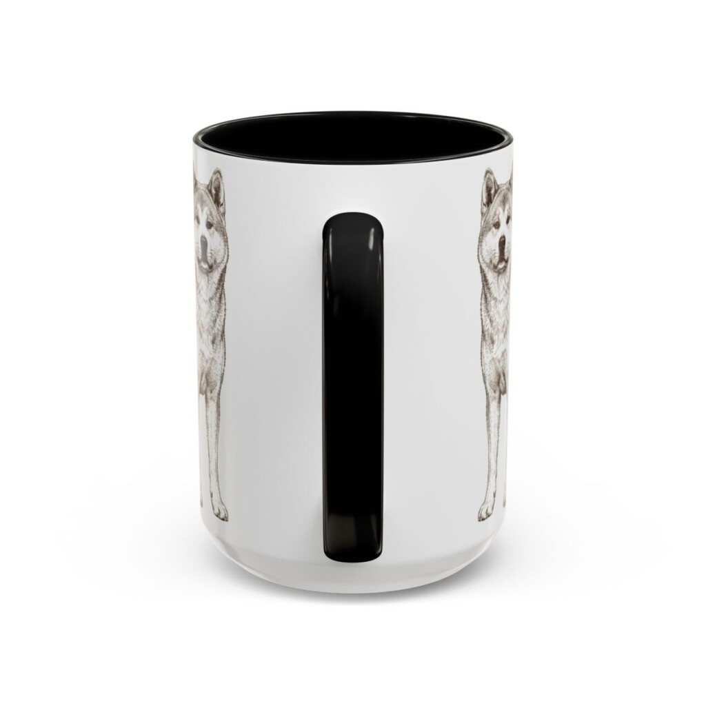 akita-mug-latin-black-back-3 15oz Akita Latin Mug, Akita, Vintage Dog Coffee Mug, Dog Lover Gift