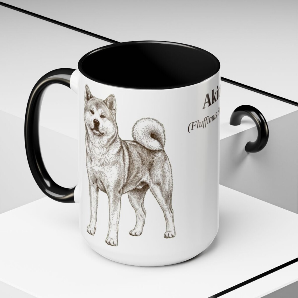 akita-mug-latin-black-context-2-3 15oz Akita Latin Mug, Akita, Vintage Dog Coffee Mug, Dog Lover Gift