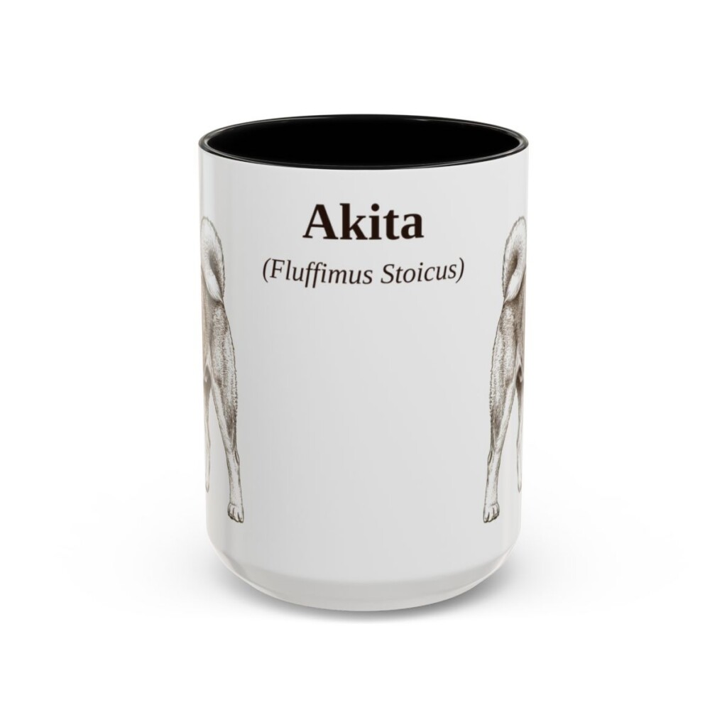 akita-mug-latin-black-front-3 15oz Akita Latin Mug, Akita, Vintage Dog Coffee Mug, Dog Lover Gift
