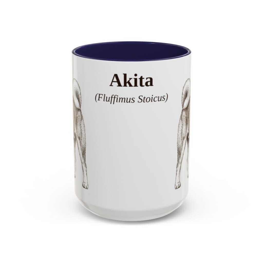 akita-mug-latin-navy-3 15oz Akita Latin Mug, Akita, Vintage Dog Coffee Mug, Dog Lover Gift