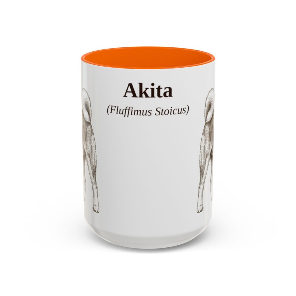 akita-mug-latin-orange-3 15oz Akita Latin Mug, Akita, Vintage Dog Coffee Mug, Dog Lover Gift