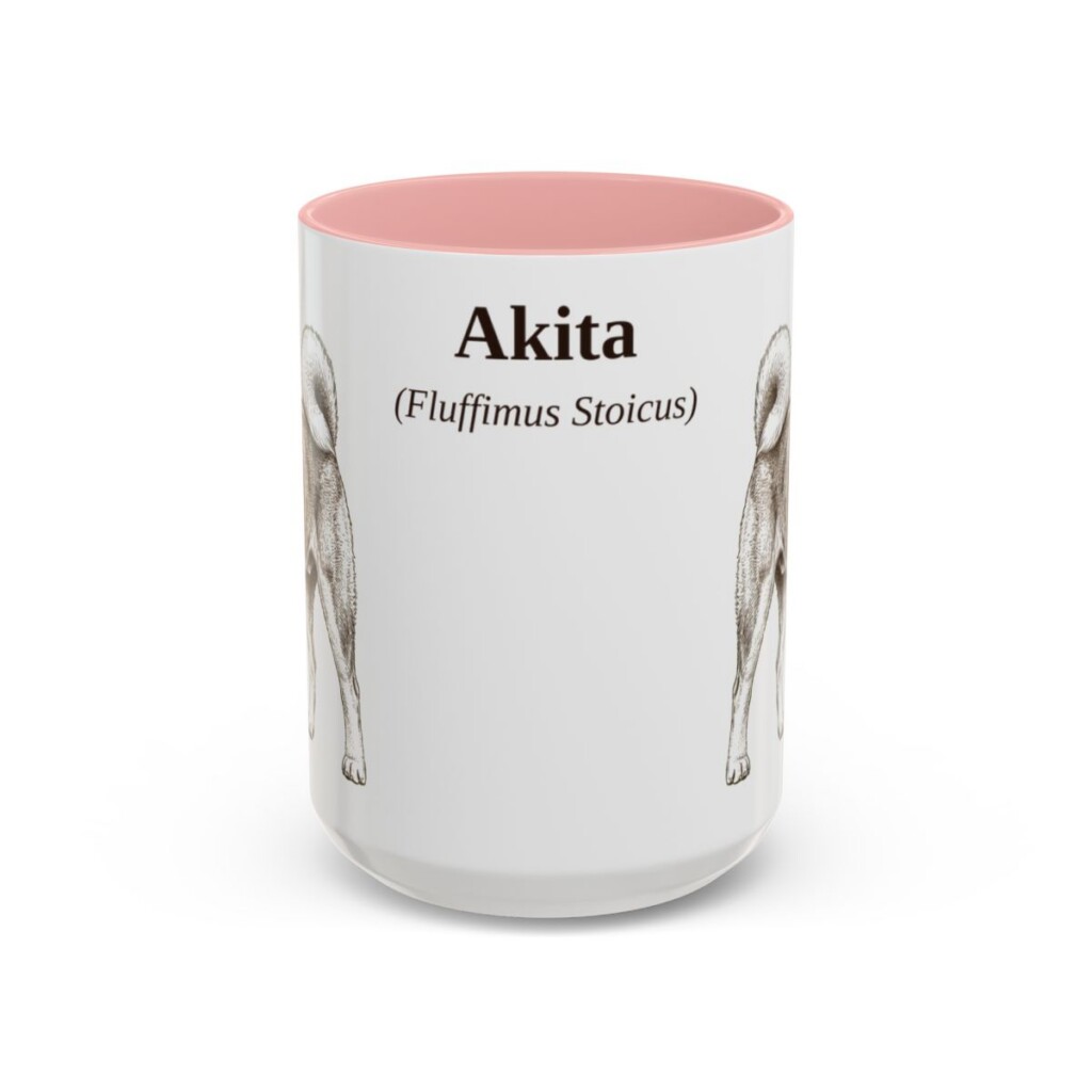 akita-mug-latin-pink-3 15oz Akita Latin Mug, Akita, Vintage Dog Coffee Mug, Dog Lover Gift