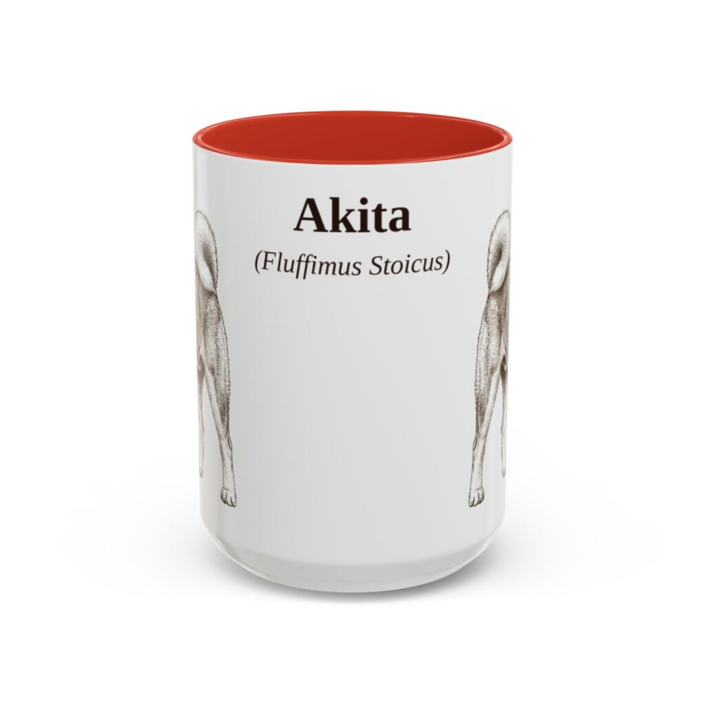 akita-mug-latin-red-3 15oz Akita Latin Mug, Akita, Vintage Dog Coffee Mug, Dog Lover Gift
