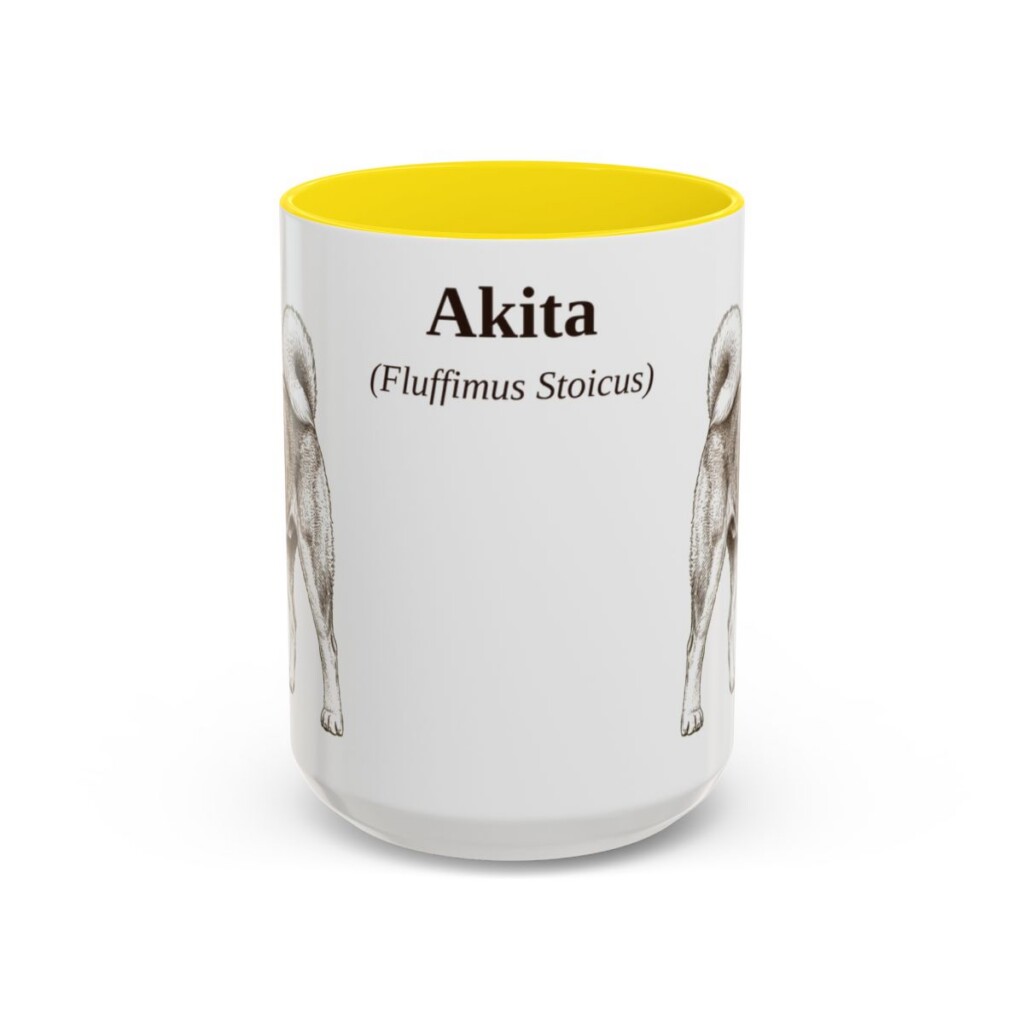 akita-mug-latin-yellow-3 15oz Akita Latin Mug, Akita, Vintage Dog Coffee Mug, Dog Lover Gift
