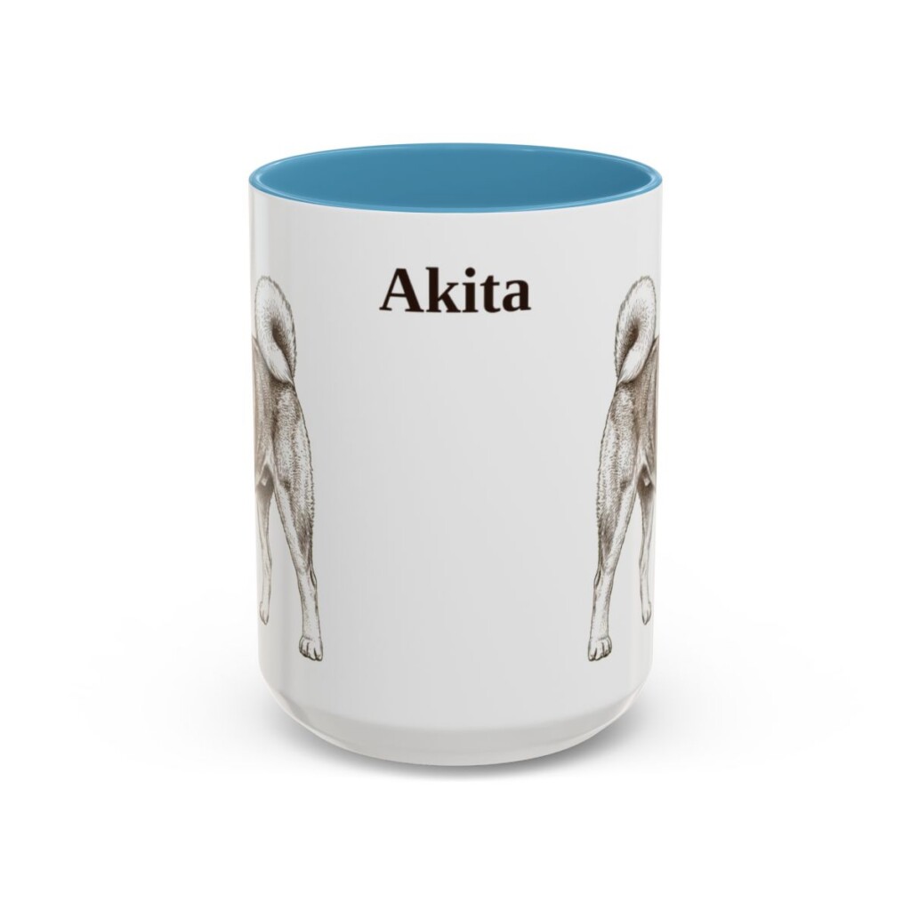 akita-mug-light-blue-1 15oz Akita Mug, Vintage Dog Portrait Coffee Mug, Dog Lover Gift